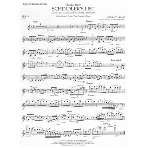 Williams, John - Theme from "Schindler's List" - Two Violins (Violin ...