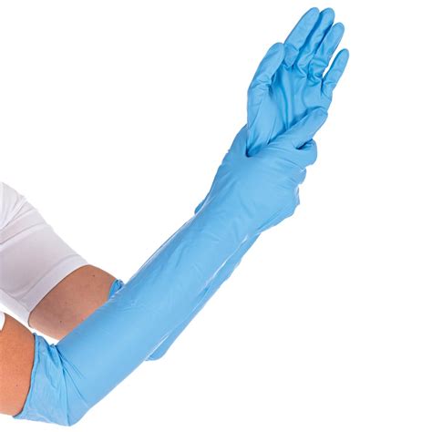 Buy Nitrile Gloves Power Grip Long Extra Powder Free 30cm Blue