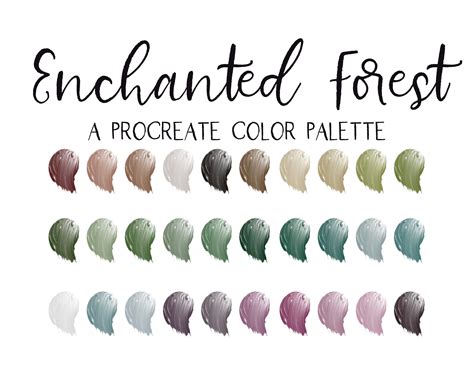 Enchanted Forest Procreate Color Pallet IPad Lettering Procreate Add