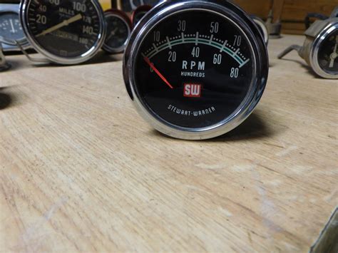 Vintage Original Stewart Warner Half Sweep Greenline Tachometer Gasser