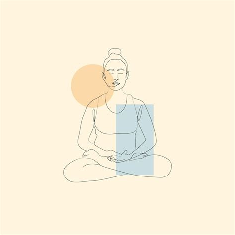 Arte minimalista de una línea de mujer en pose de yoga para relajación