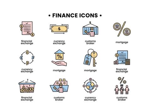 Conjunto De Iconos De Finanzas Vector Premium