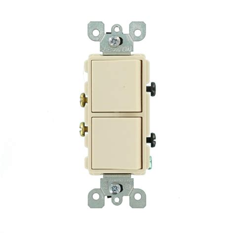 Leviton 20 Amp Decora Combination Two Single Pole Rocker Switches Light Almond The Home Depot