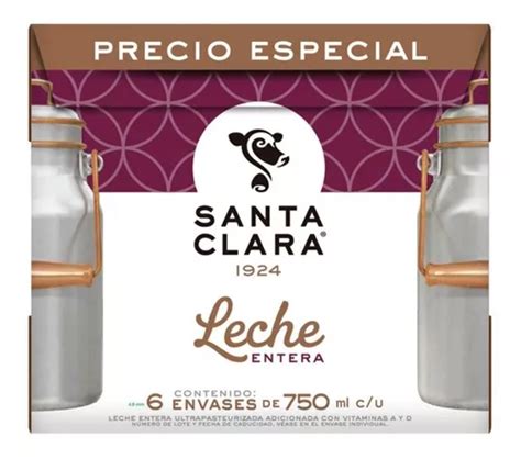 Leche Santa Clara Entera Pack Con 18 Leches De 750 Ml C U