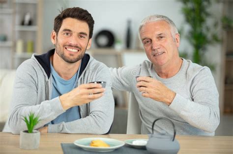 Adult Hipster Son And Senior Father Stock Image Image Of Loving