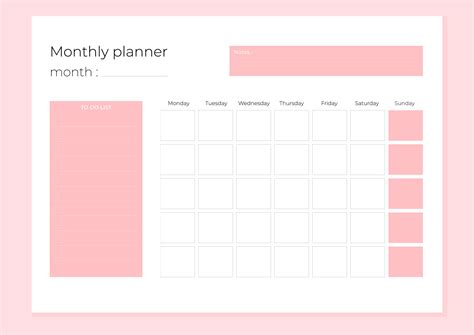 Pink 2023 monthly planner calendar template. Minimalistic flat planner ...