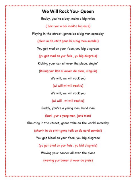 We Will Rock You PRONUNCIACIÓN | PDF