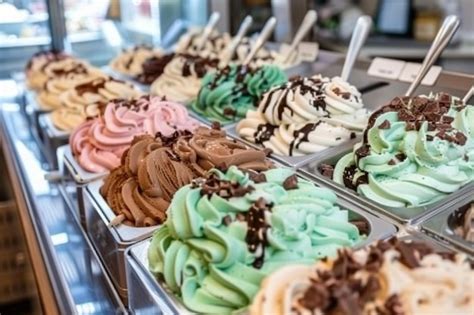 Premium Photo A Display Of Ice Creams With Chocolate And Vanilla Ice