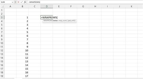 How To Use The Wraprows Function In Excel