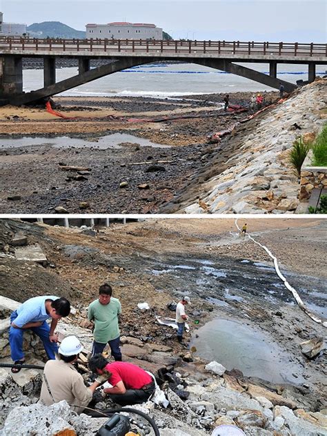 清水濕地重油污染擴大 廠商進行海面浮油打撈 馬祖日報