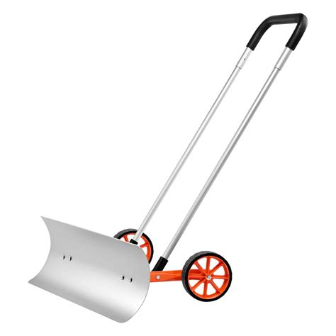 VEVOR Snow Shovel with Wheels, 30 inch Snow Shovel for Driveway, Metal Snow Shovel Pusher for ...