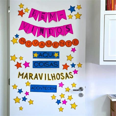 Decoração de porta Bem vindos Novamente Loja das Profs