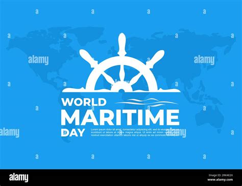 World Maritime Day Background With Ship Steer Wheel And Earth Globe Map