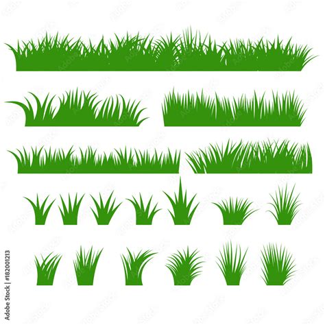 Grass Borders Set Green Tufts Vector Stock Vector Adobe Stock