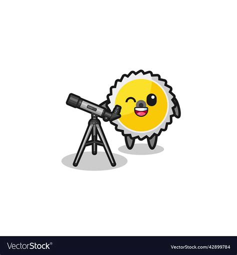 Saw Blade Astronomer Mascot With A Modern Vector Image
