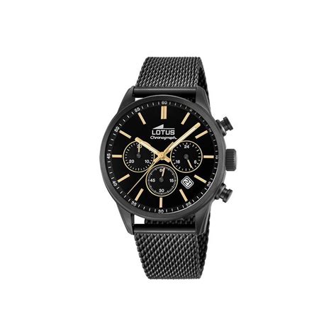 Reloj Lotus Chrono Hombre Negro Y Dorado Cron Grafo