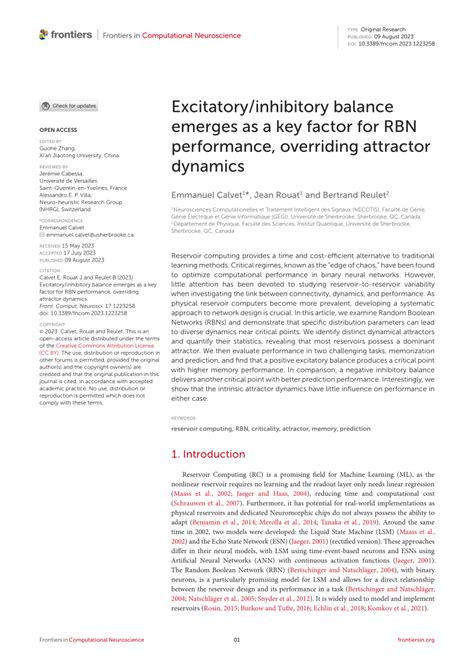 Pdf Excitatoryinhibitory Balance Emerges As A Key Factor For Rbn