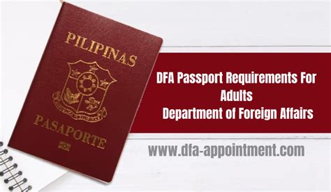 Dfa Passport Requirements For Adults Department Of Foreign Affair