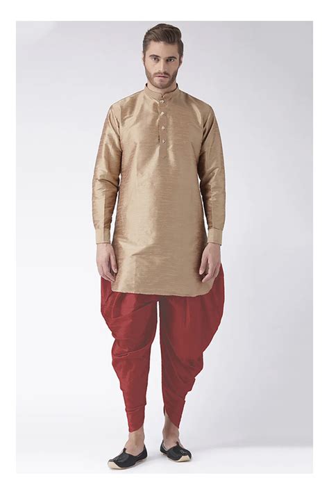 Golden Art Dupion Silk Dhoti Kurta Set Roy335528r