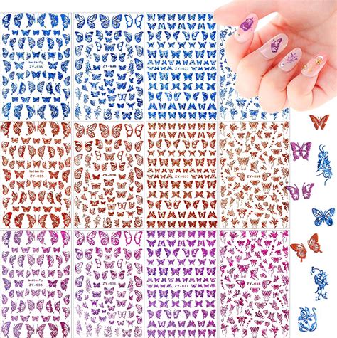 Amazon Sheets Laser Butterfly Nail Art Stickers Ebanku