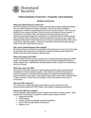 Fillable Online Fema National Response Framework Frequently Asked