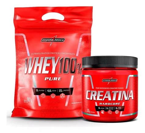 Combo Whey 100 Pure Refil 907g Creatina Pote 300g Integral