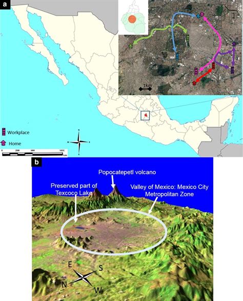 a Mexico City location and study area. Each color represents a ...