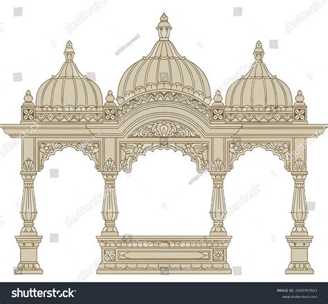 Traditional Indian Mughal Arch Temple Vector Stock Vector (Royalty Free ...