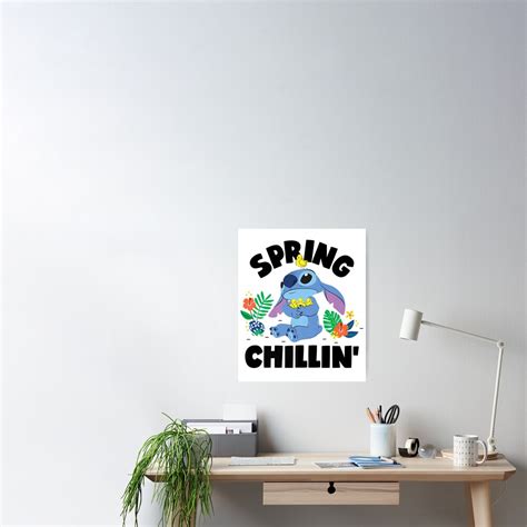 Stitch Spring Chillin Poster For Sale By Gomezusart Redbubble