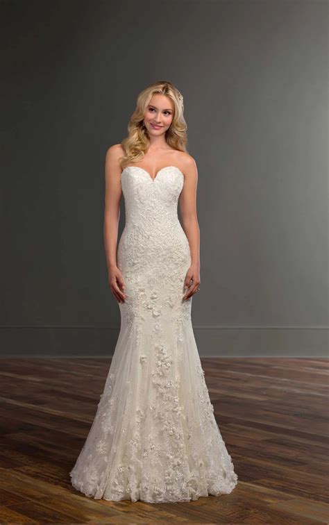 Strapless Wedding Dress With Floral Lace Martina Liana Wedding Dresses