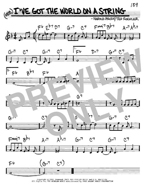 I Ve Got The World On A String Sheet Music Direct