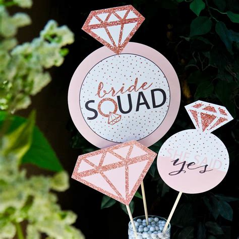 Bride Squad Rose Gold Bridal Shower Or Bachelorette Party Centerpiece Sticks Table Toppers