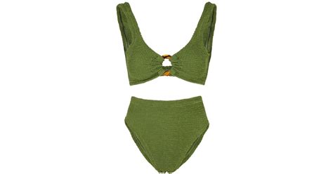 Hunza G Nadine Seersucker Bikini Bikini In Green Lyst