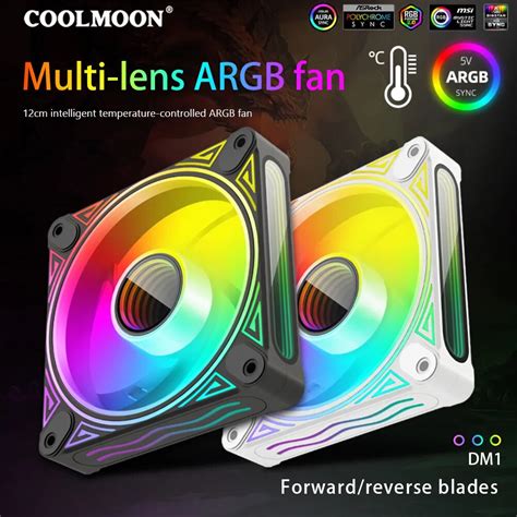 Coolmoon Dm White Mm V Pin Argb Fan Cooler Pwm Pin Mute