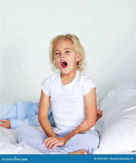 Beautiful Daughter Yawning In Bed Stock Photo Image Of Pyjamas