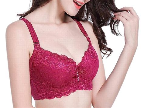 Buy Chenshijiu Womens Slim Fit Push Up Lace Conditioning Plus Size Solid Bralette 2 46e At