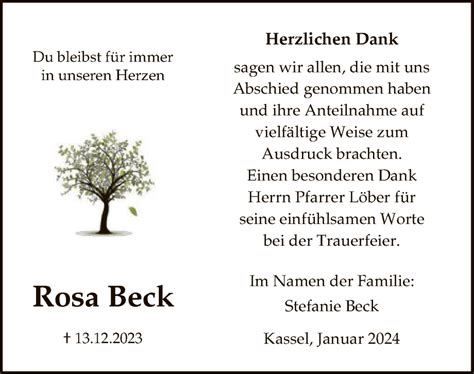 Traueranzeigen Von Rosa Beck Trauer Hna De