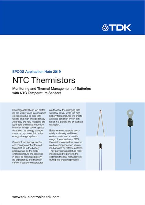 NTC Thermistors Batteries TDK Electronics TDK Europe