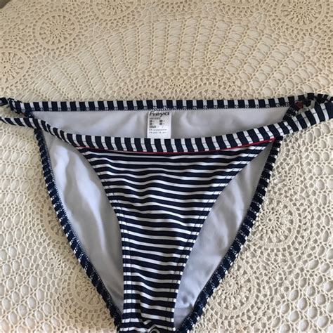 Freya Swim Freya Navy Blue White Stripes Bikini Bottom Size S