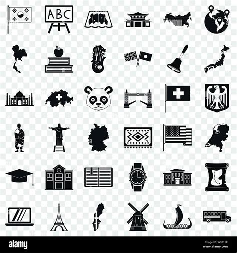 Geography Icons Set Simple Style Stock Vector Image Art Alamy