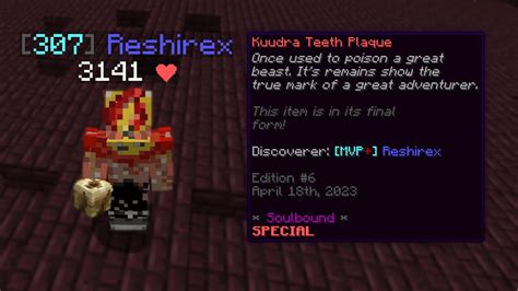 How To Obtain The Kuudra Teeth Plaque Hypixel Skyblock Crimson Isles