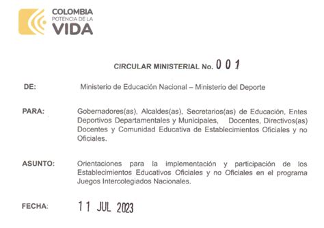 Circular Ministerial No Del De Julio