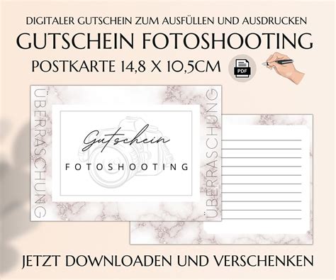 Fotoshooting Gutschein Vorlage Zum Ausdrucken Geschenkgutschein