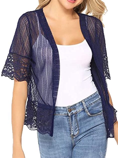 Women Open Front Summer Cardigans Half Sleeve Thin Cardigan Kimono