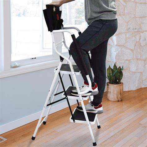 Buy EdMaxwell 3 Step Ladder With Handrails 500 Lb Capacity Step Stool