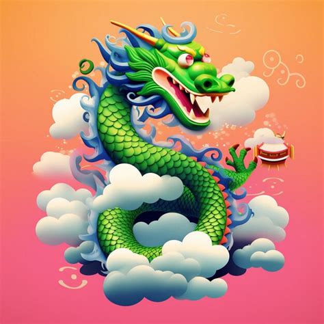 Premium Photo Traditional Asian Dragon Soaring Amidst The Clouds