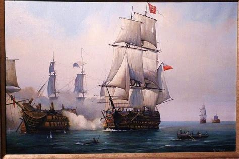 Early painting of the battle of Trafalgar. Painting by Mike Jeffries - Pixels