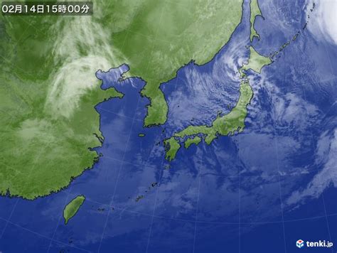 過去の気象衛星日本付近2023年02月14日 日本気象協会 Tenkijp