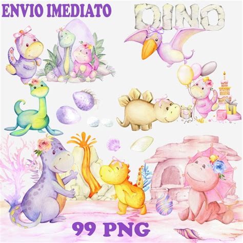 Kit Digital Dinossauro Menina Aquarela No Elo7 Oliver Digital 1A91179