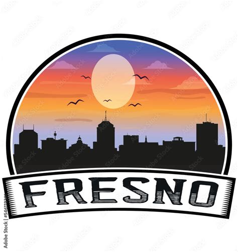 Fresno California USA Skyline Sunset Travel Souvenir Sticker Logo Badge ...